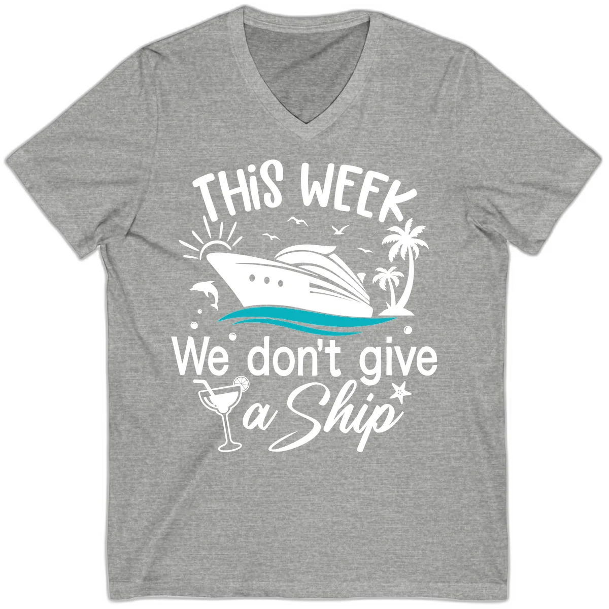 We Don't Give A Ship V-Neck T-Shirt in Athletic Heather