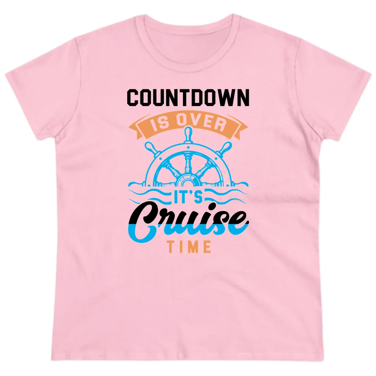 Countdown Is Over It's Cruise Time Ladies Tee in Light Pink