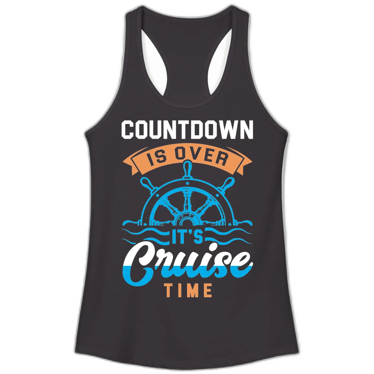 Countdown Is Over It's Cruise Time Ladies Tank in Black