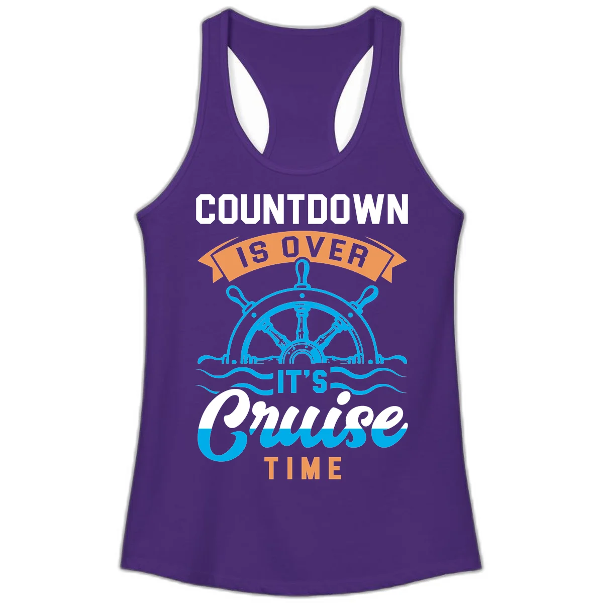 Countdown Is Over It's Cruise Time Ladies Tank in Solid Purple Rush