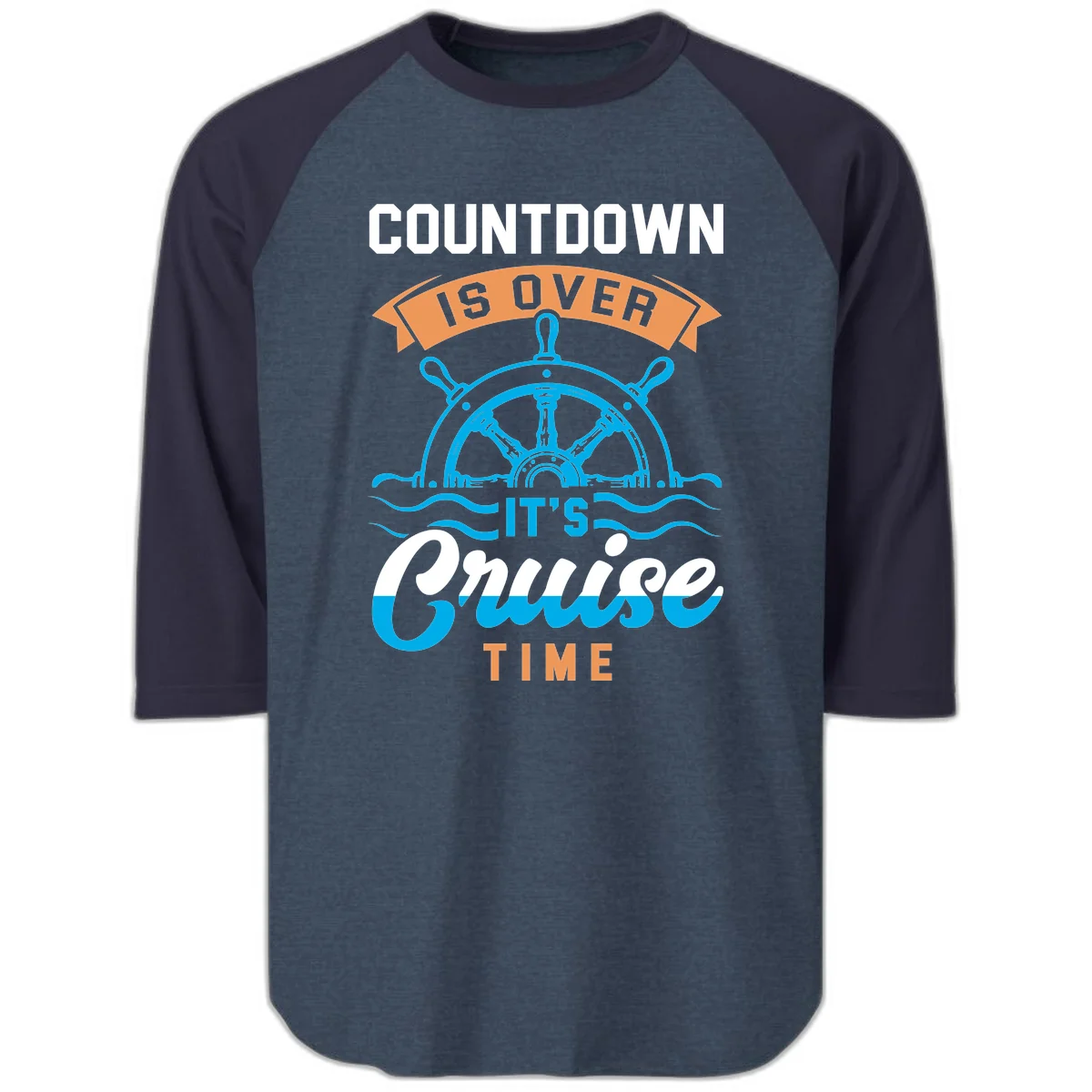 Countdown Is Over It's Cruise Time Raglan 3/4 in Heather Denim Navy