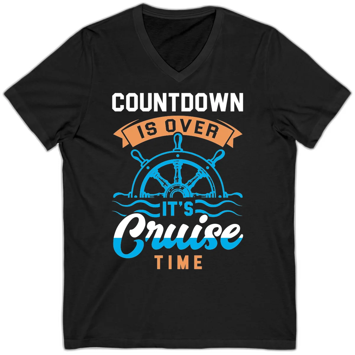 Countdown Is Over It's Cruise Time V-Neck in Black