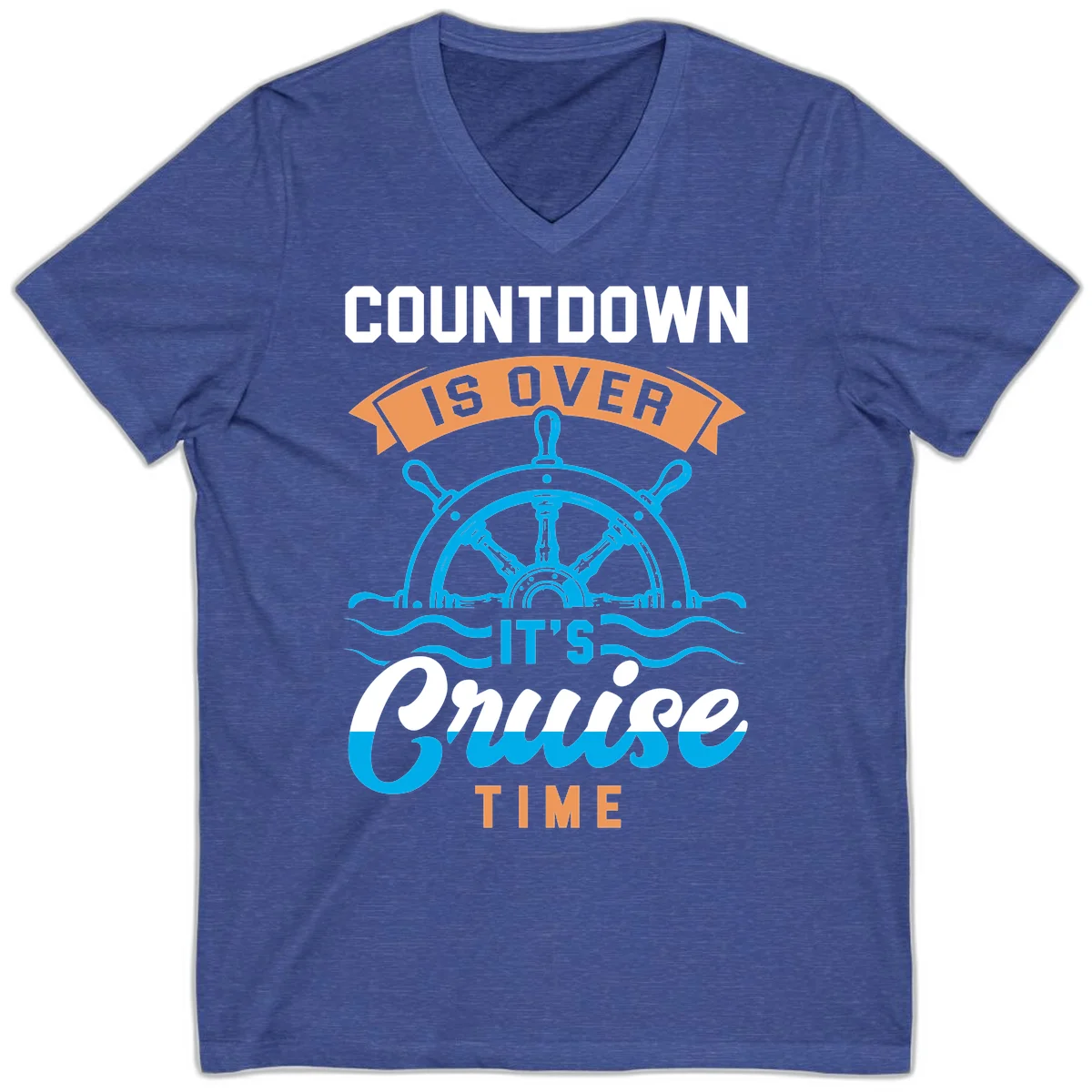 Countdown Is Over It's Cruise Time V-Neck in Heather True Royal