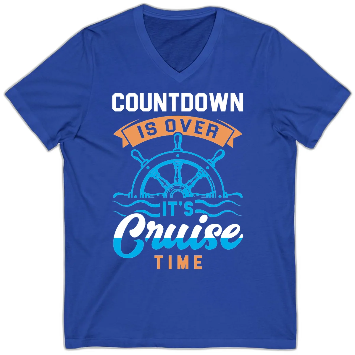 Countdown Is Over It's Cruise Time V-Neck in True Royal