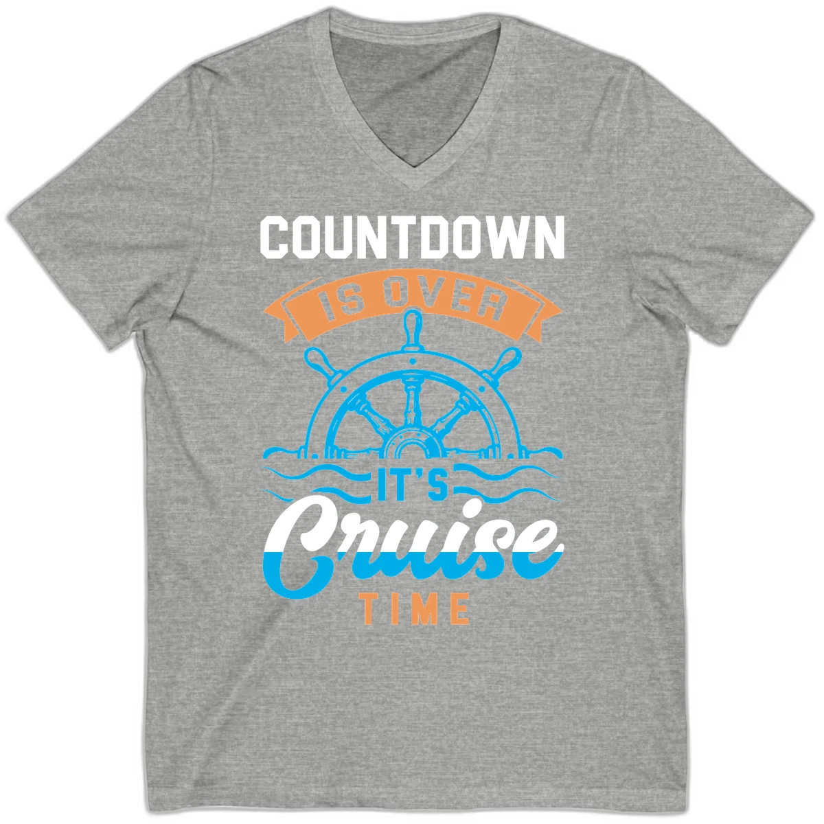 Countdown Is Over It's Cruise Time V-Neck in Athletic Heather