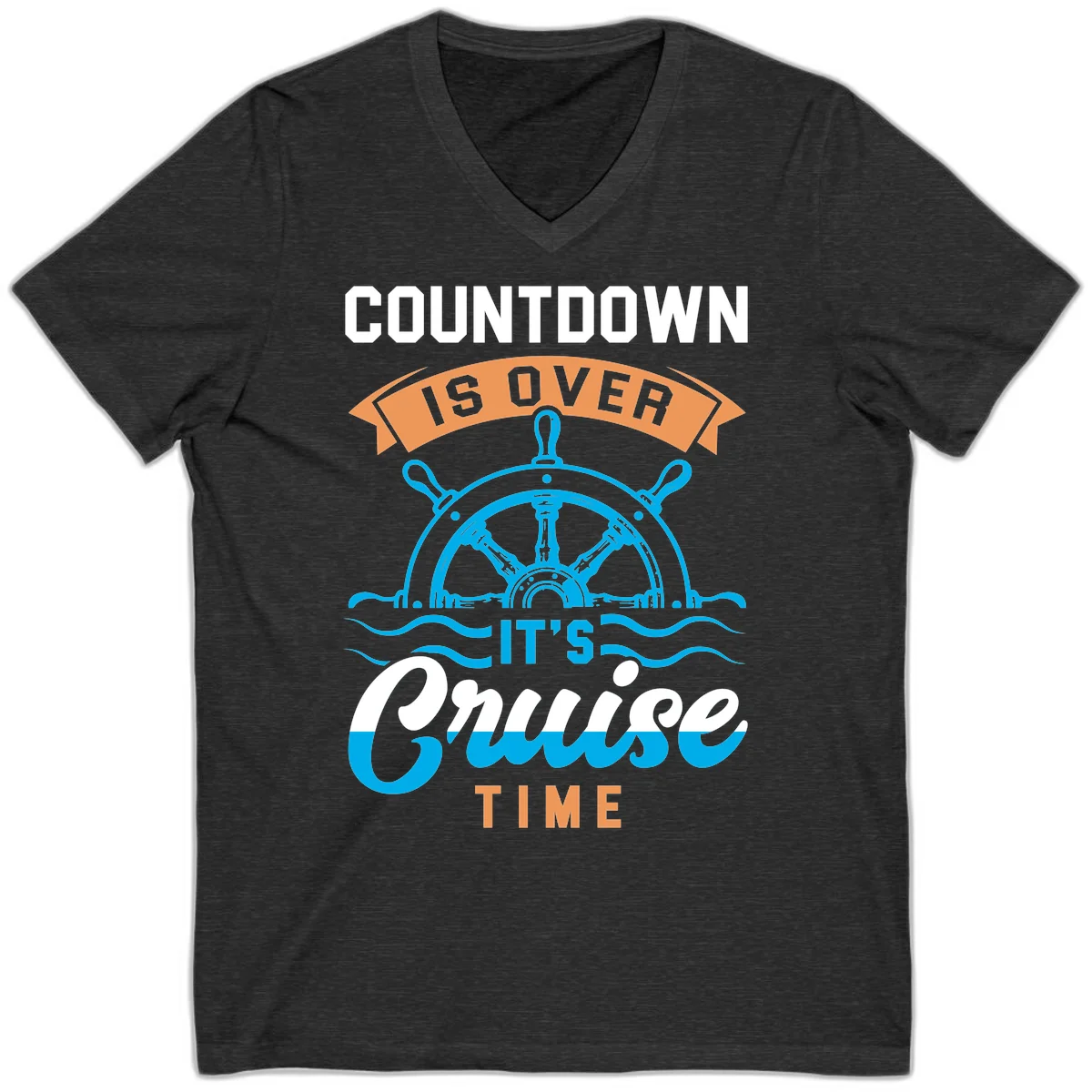 Countdown Is Over It's Cruise Time V-Neck in Dark Grey Heather