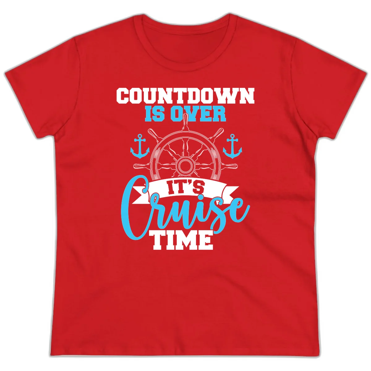 Countdown Is Over Cruise Time Ladies Tee in Red