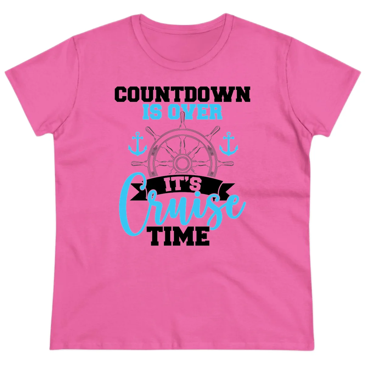 Countdown Is Over Cruise Time Ladies Tee in Azalea