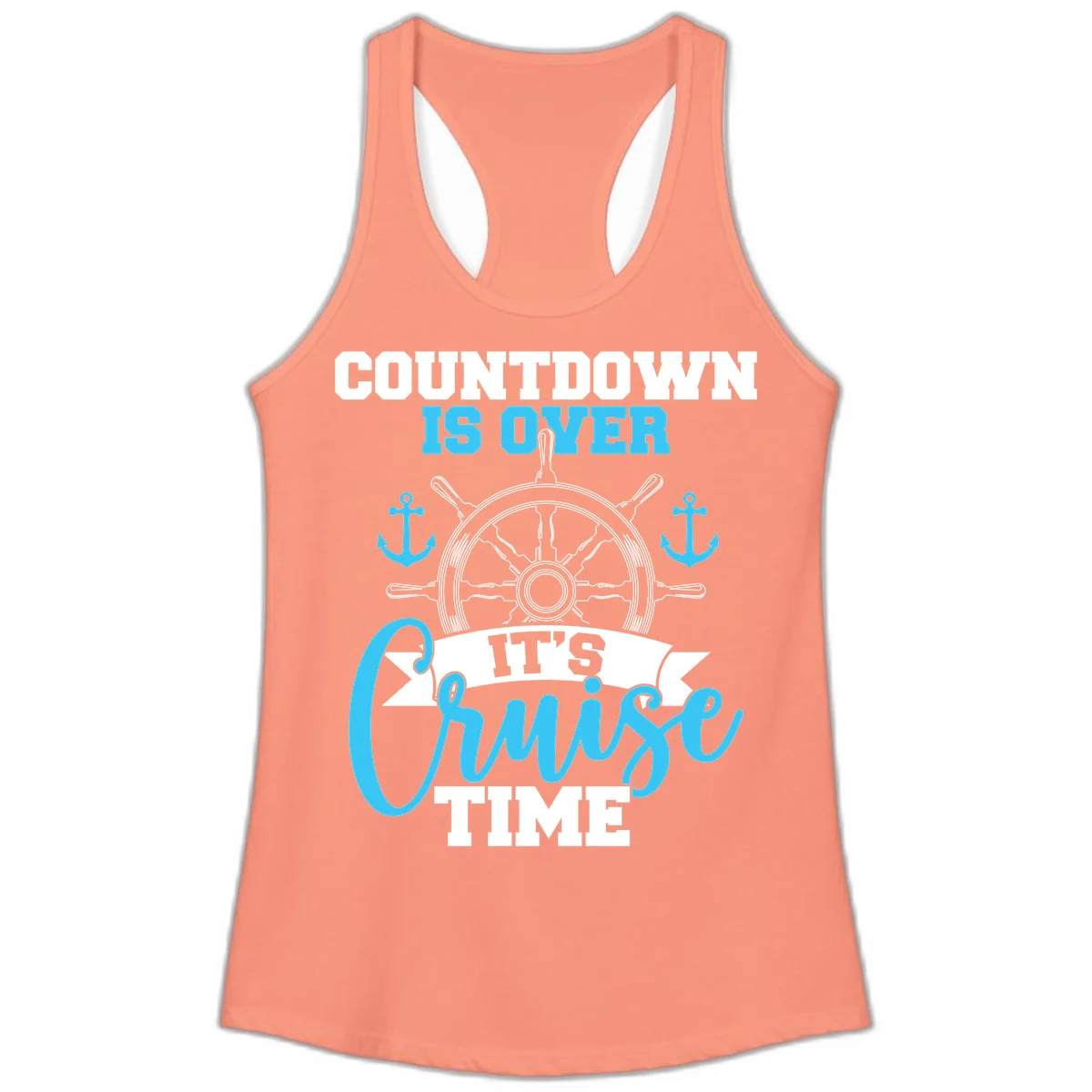 Countdown Is Over Cruise Time Ladies Tank in Solid Light Orange