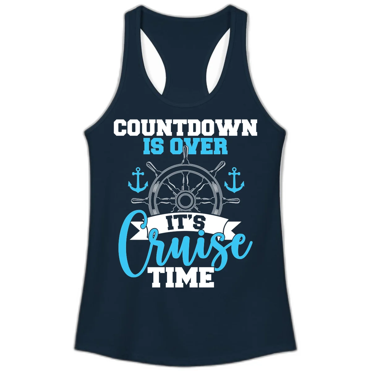 Countdown Is Over Cruise Time Ladies Tank in Solid Midnight Navy