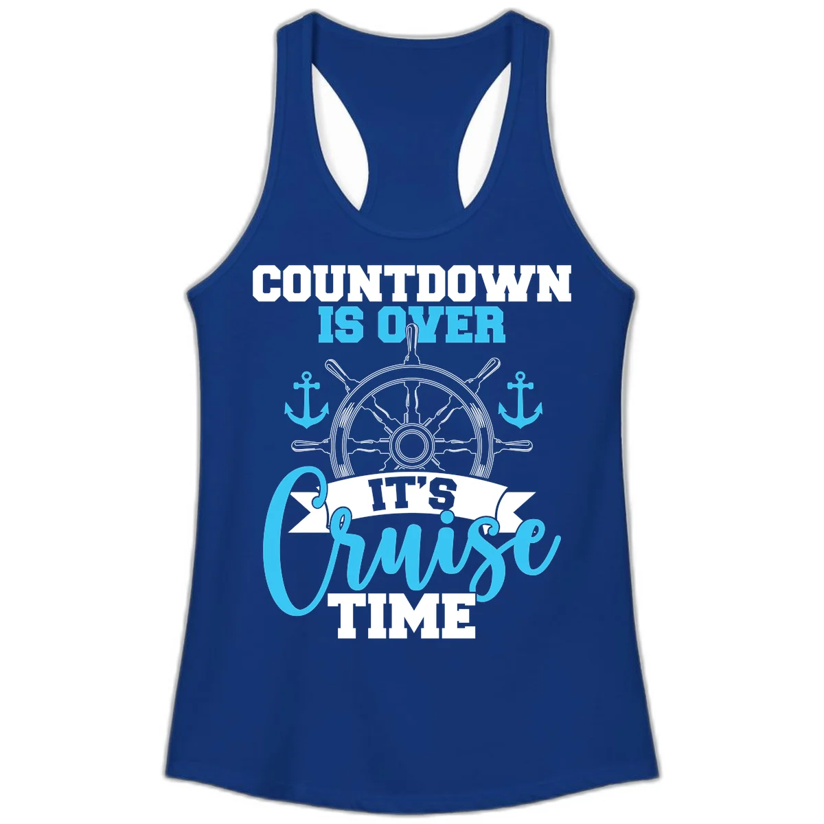 Countdown Is Over Cruise Time Ladies Tank in Solid Royal