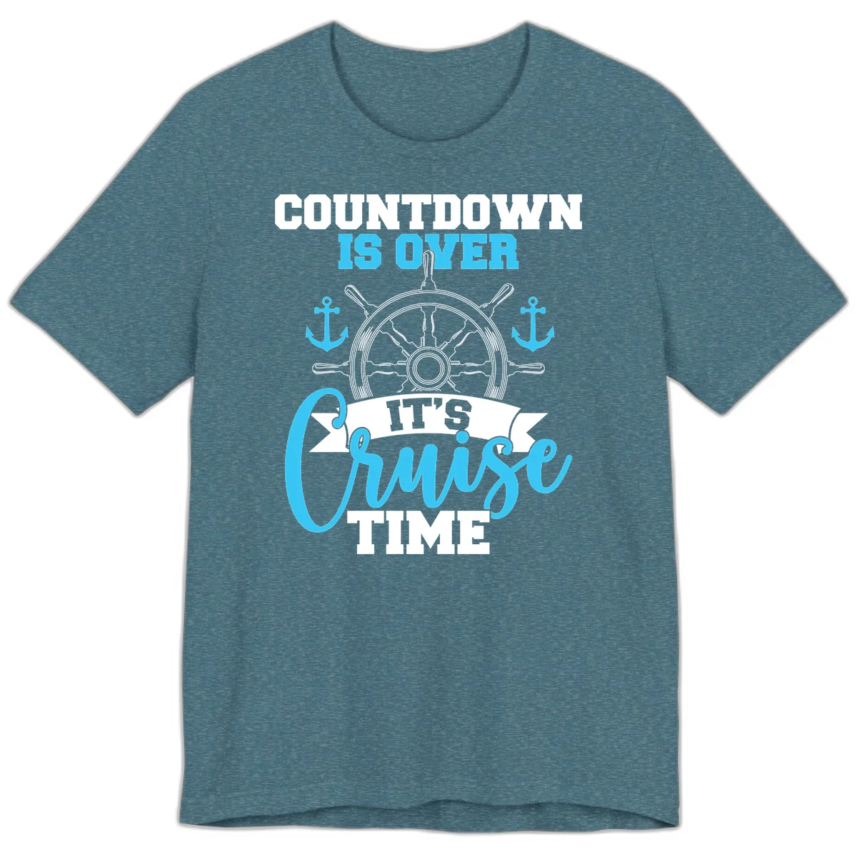 Countdown Is Over Cruise Time Premium T-Shirt in Heather Deep Teal