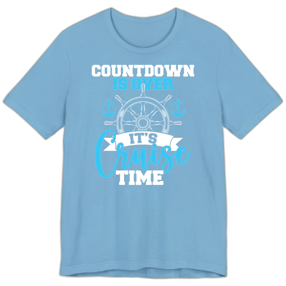 Countdown Is Over Cruise Time Premium T-Shirt in Ocean Blue