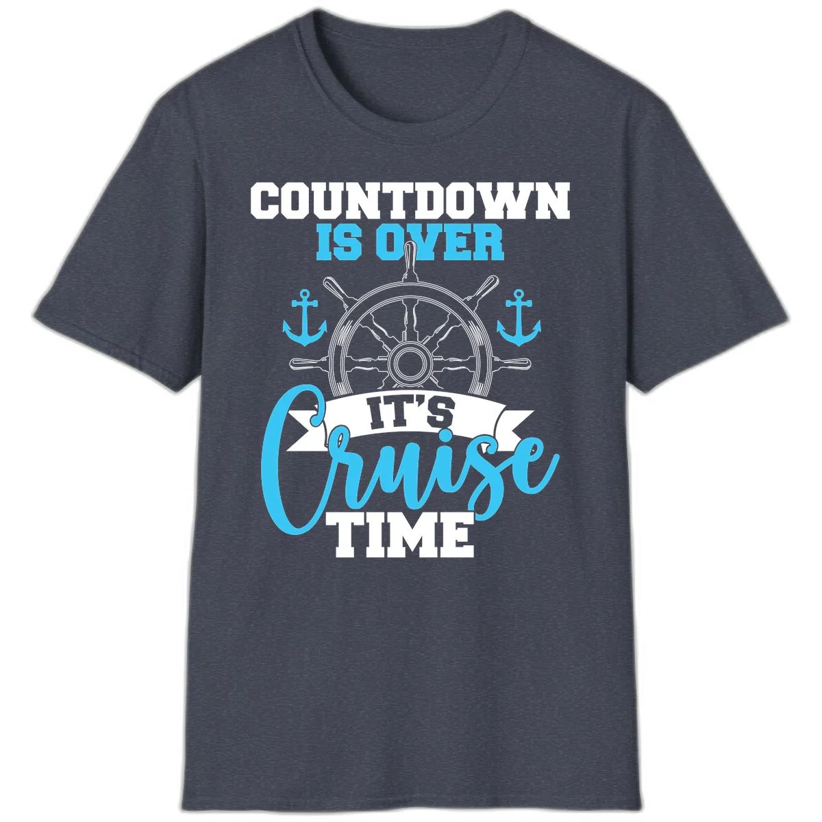 Countdown Is Over Cruise Time T-Shirt in Heather Navy