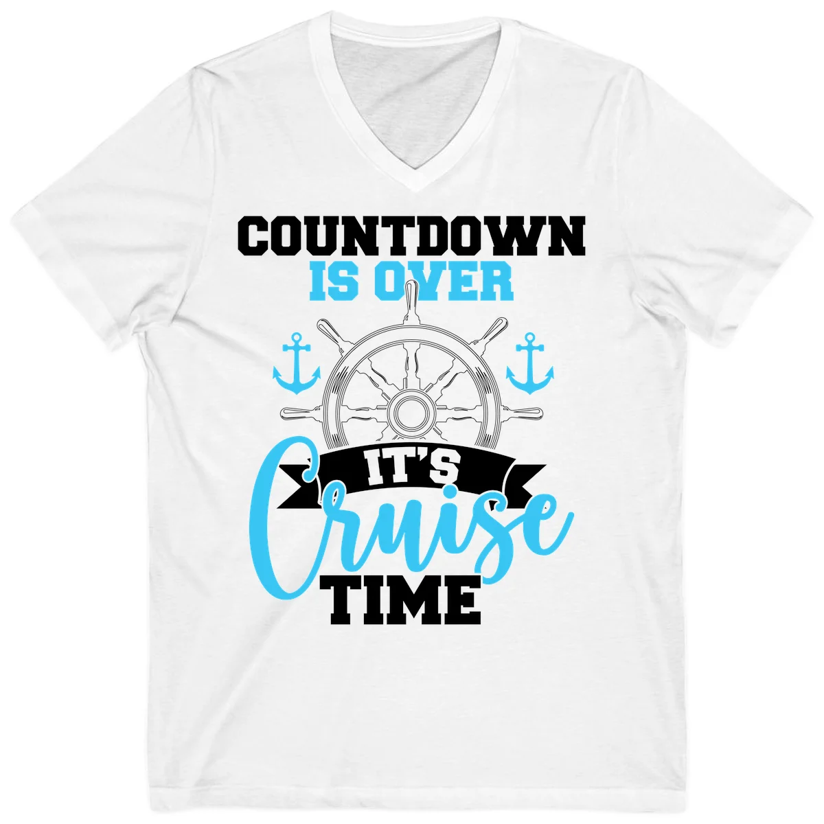 Countdown Is Over Cruise Time V-Neck Tee in White