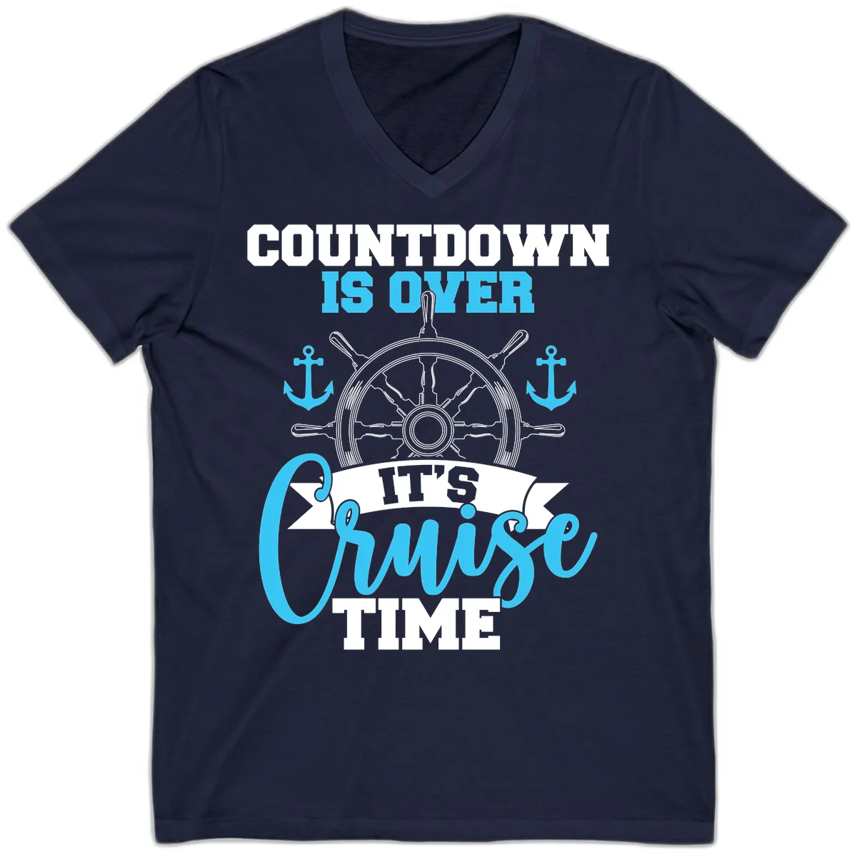 Countdown Is Over Cruise Time V-Neck Tee in Navy