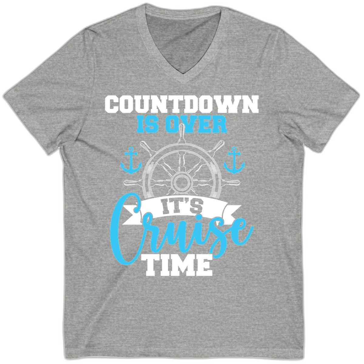 Countdown Is Over Cruise Time V-Neck Tee in Athletic Heather