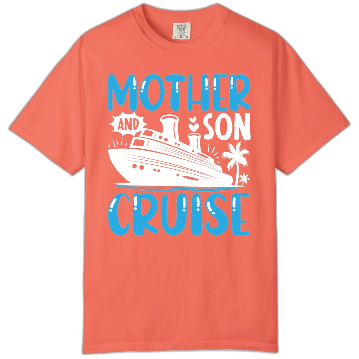 Mother And Son Cruise Comfort Colors T-Shirt in Bright Salmon