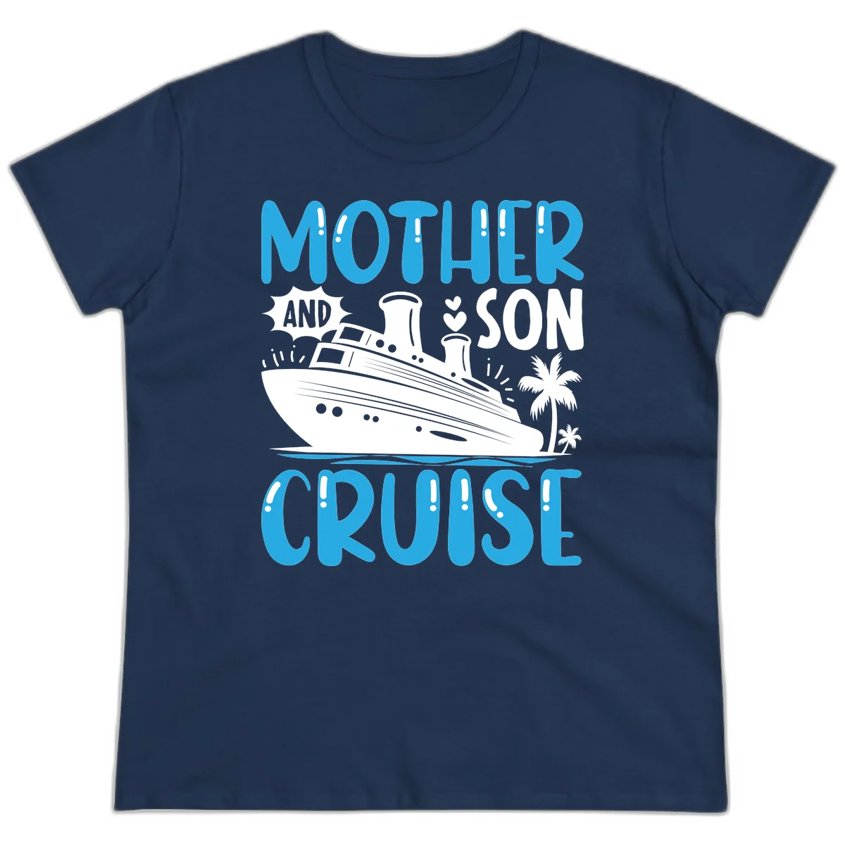 Mother And Son Cruise Matching Ladies T-Shirt in Navy