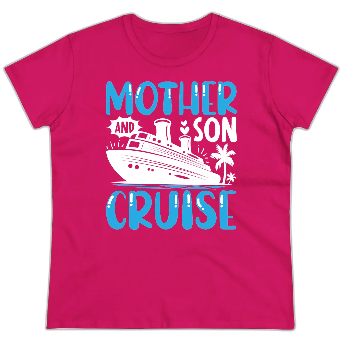 Mother And Son Cruise Matching Ladies T-Shirt in Heliconia