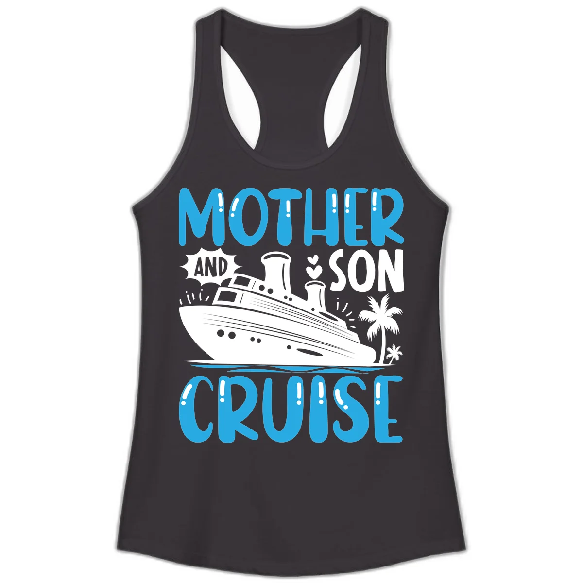 Mother And Son Cruise Ladies Racerback Tank in Black