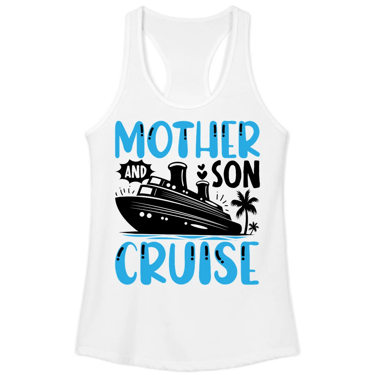 Mother And Son Cruise Ladies Racerback Tank in White