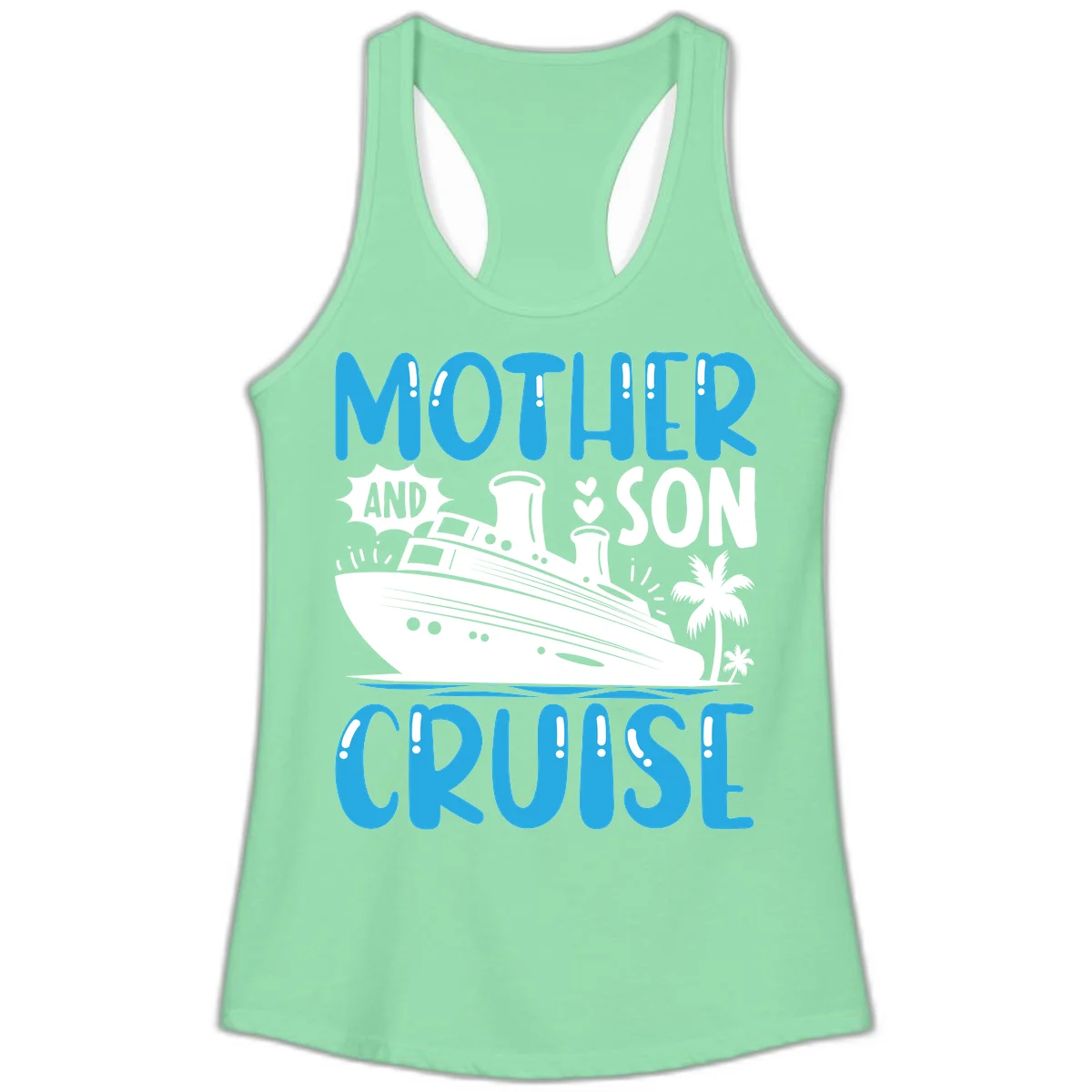 Mother And Son Cruise Ladies Racerback Tank in Solid Mint
