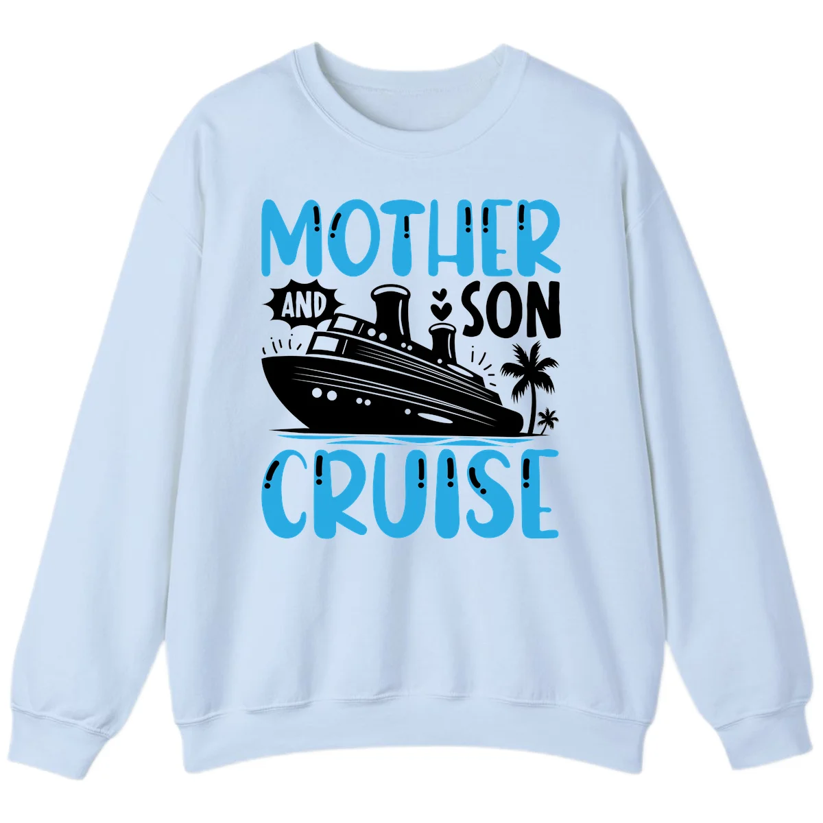 Mother And Son Cruise Crewneck Sweatshirt in Light Blue