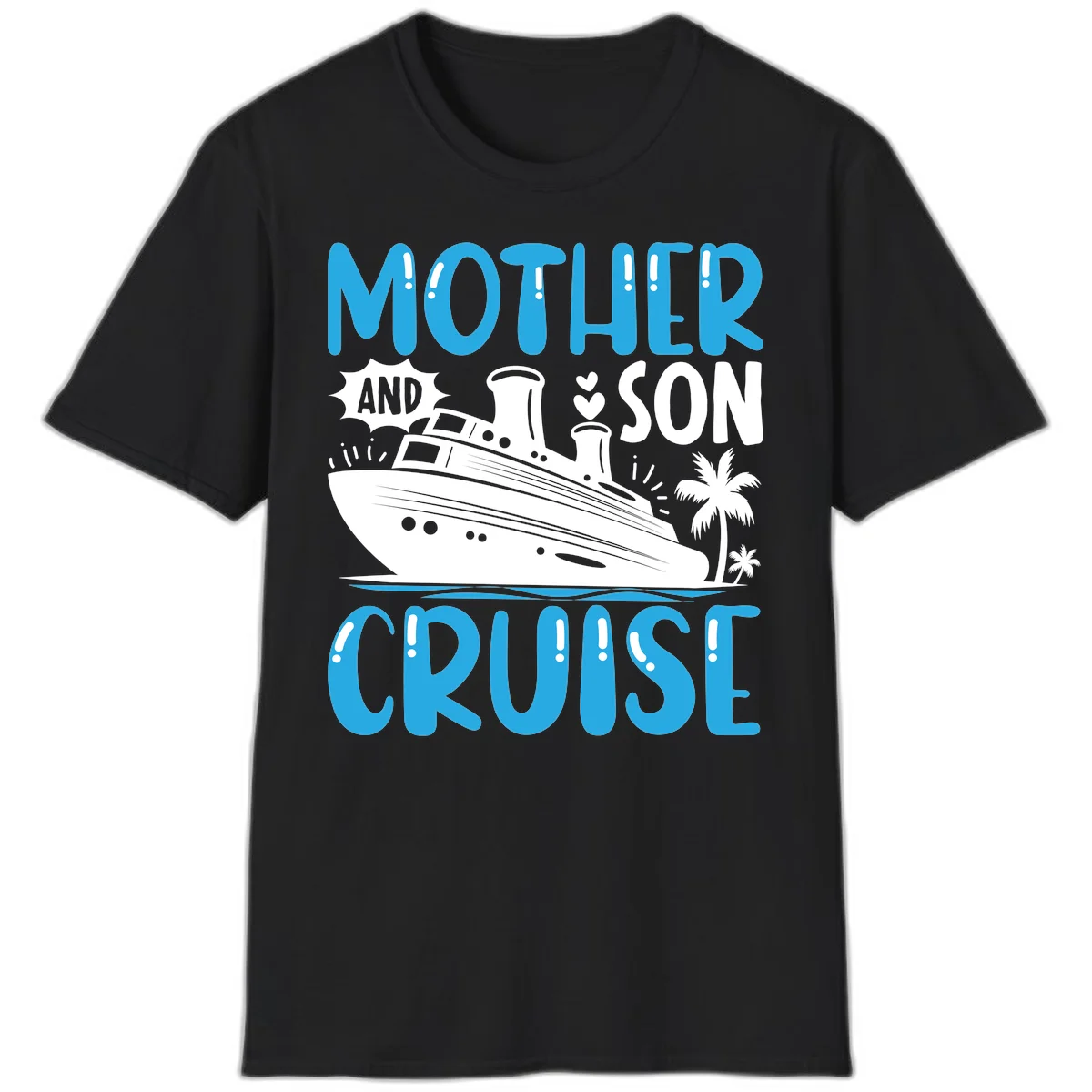 Mother And Son Cruise Vacation Matching Family T-Shirt in Black