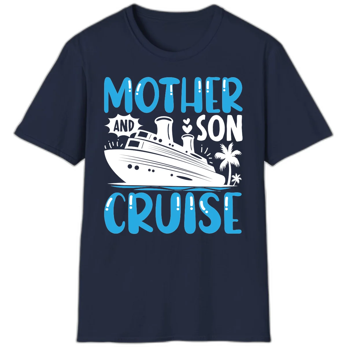 Mother And Son Cruise Vacation Matching Family T-Shirt in Navy