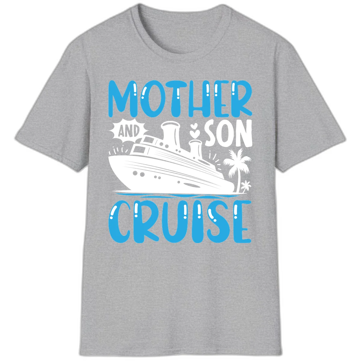Mother And Son Cruise Vacation Matching Family T-Shirt in Sport Grey