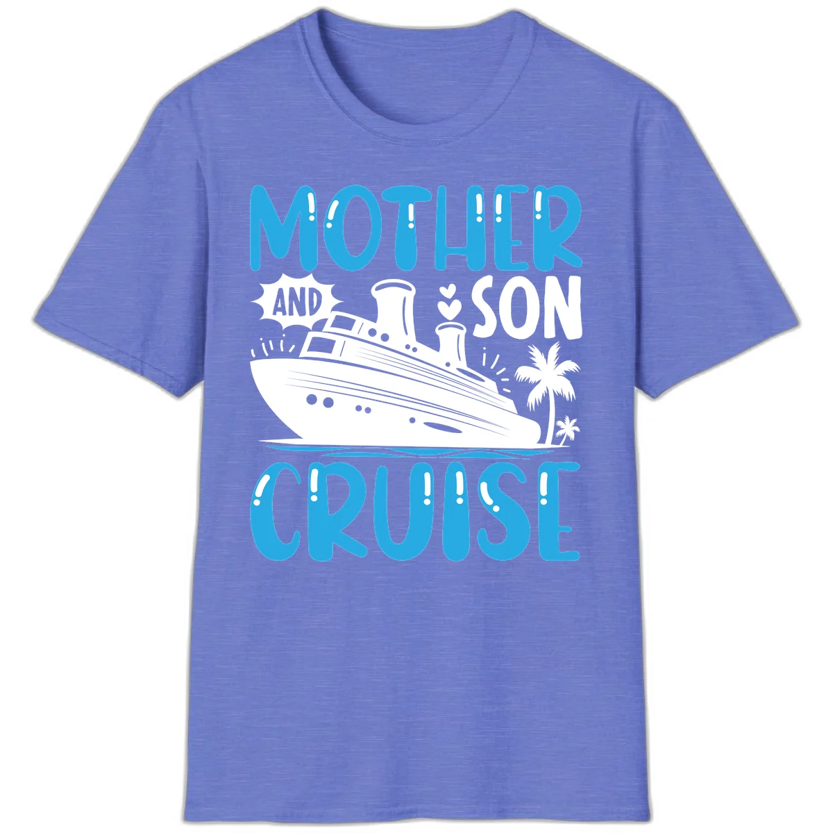 Mother And Son Cruise Vacation Matching Family T-Shirt in Heather Royal