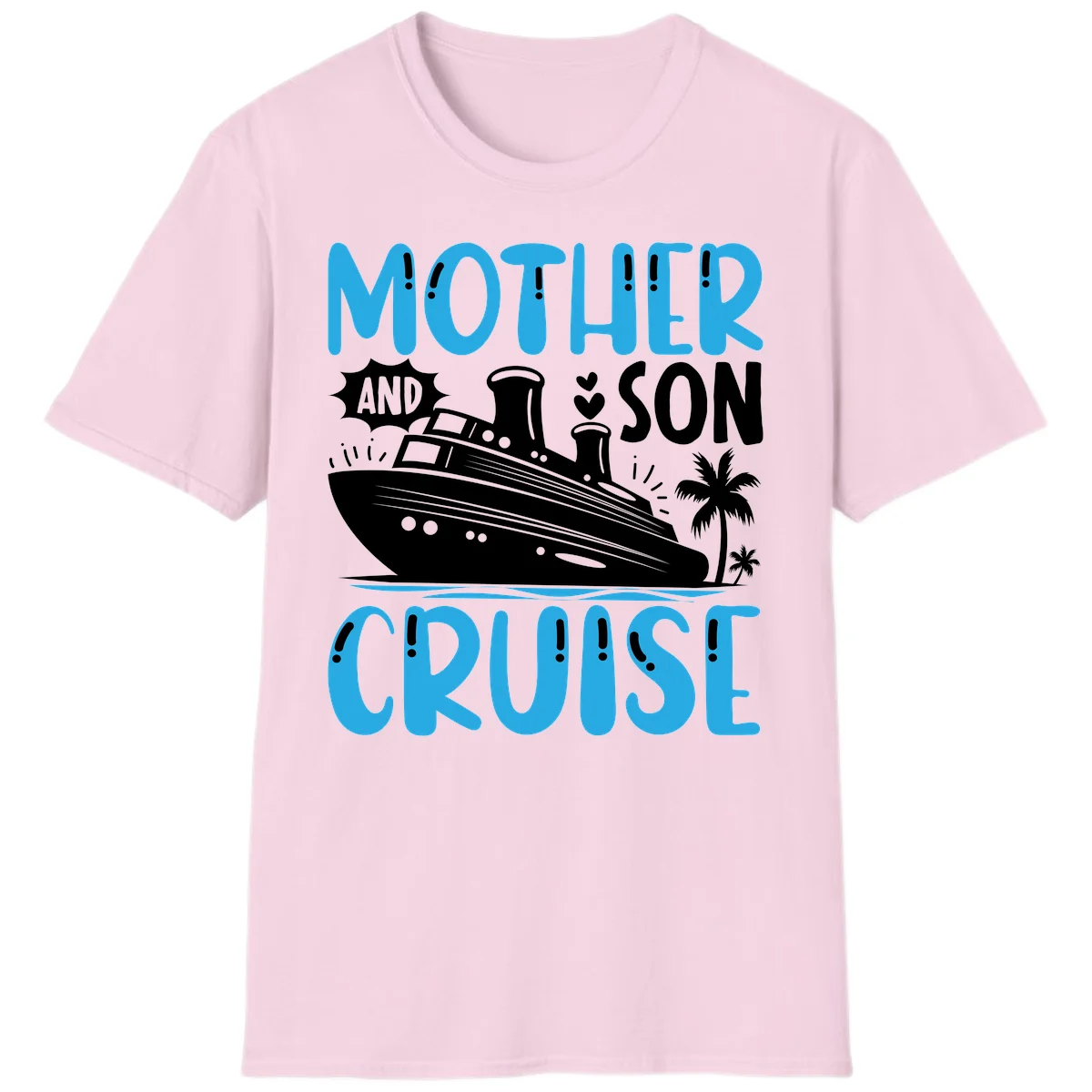 Mother And Son Cruise Vacation Matching Family T-Shirt in Light Pink