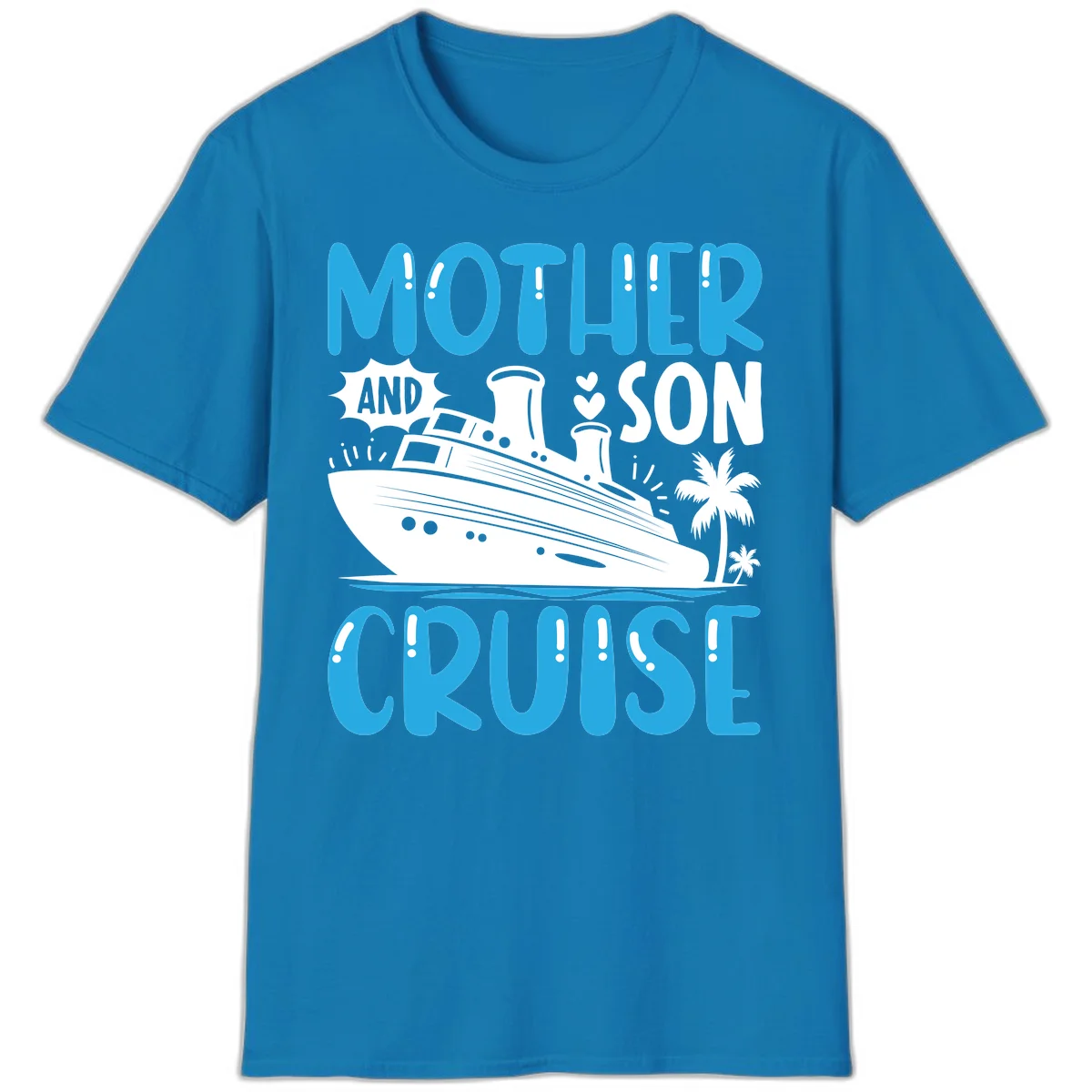 Mother And Son Cruise Vacation Matching Family T-Shirt in Sapphire