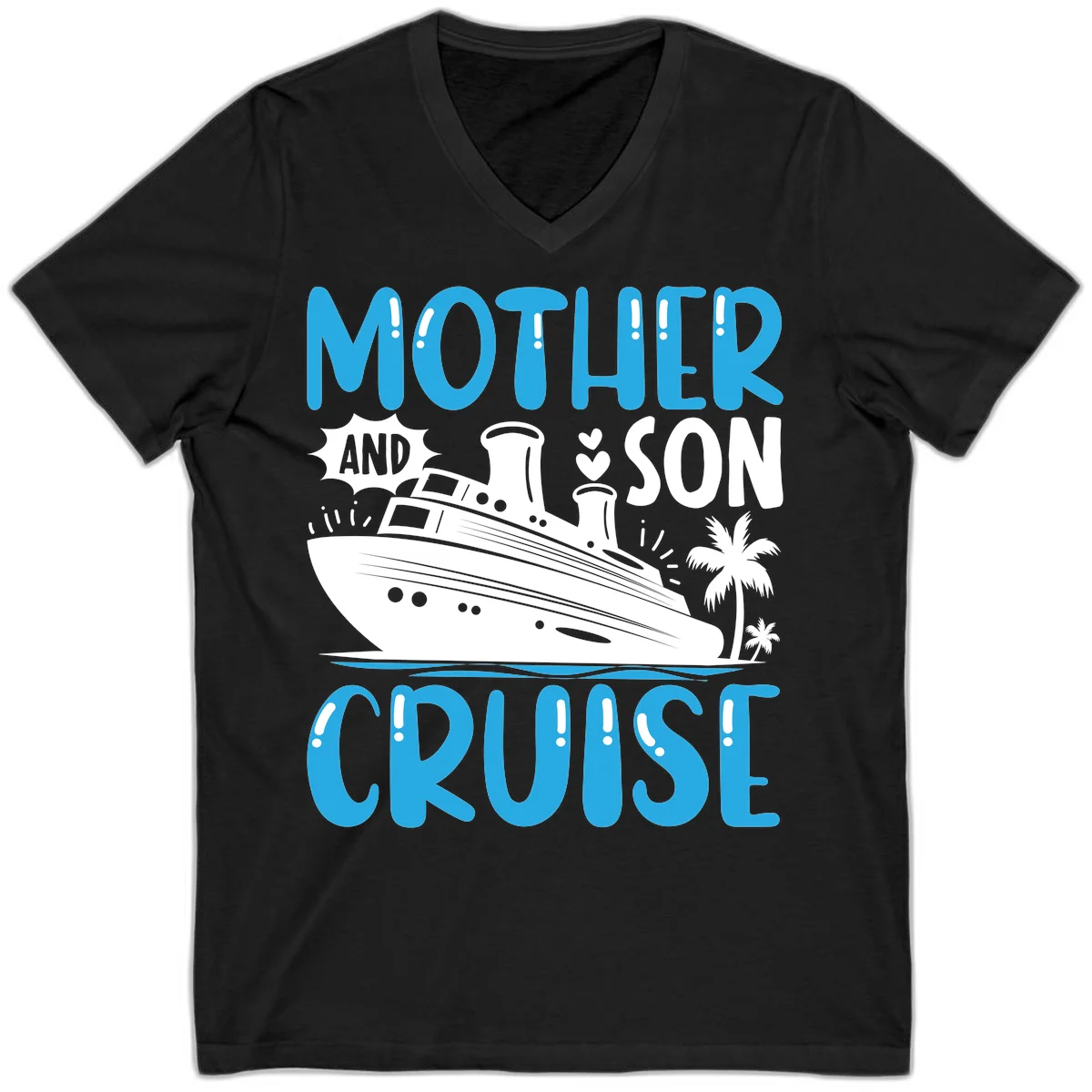 Mother And Son Cruise Matching Family V-Neck Tee in Black
