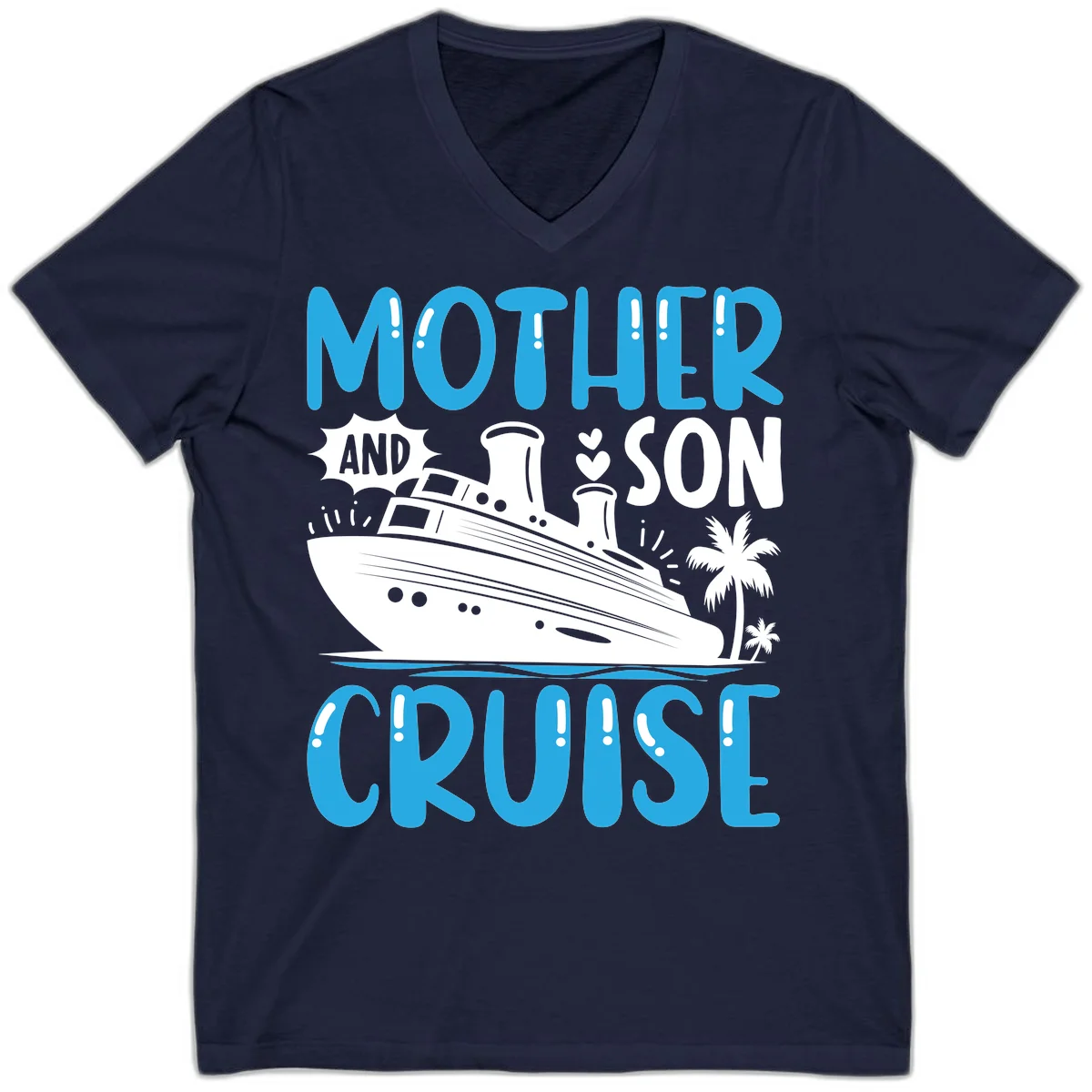 Mother And Son Cruise Matching Family V-Neck Tee in Navy