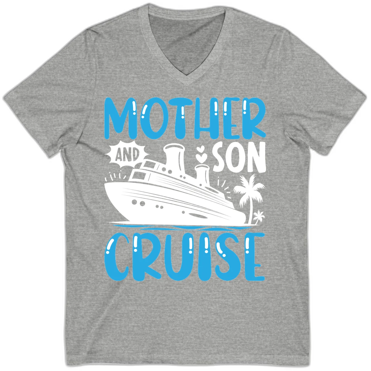 Mother And Son Cruise Matching Family V-Neck Tee in Athletic Heather