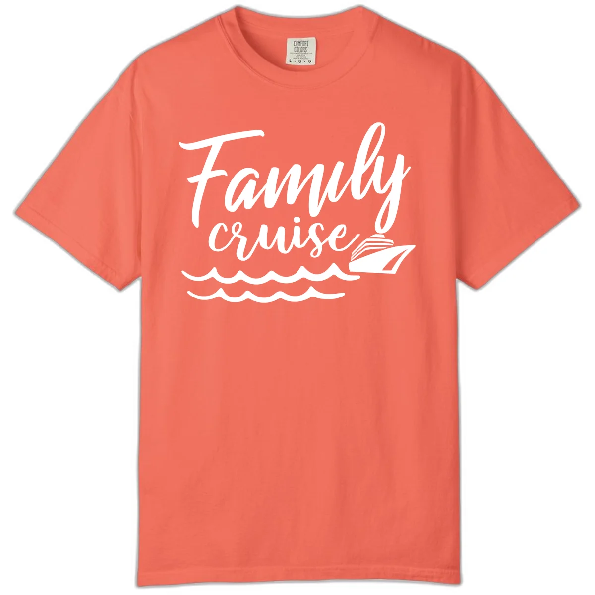 Family Cruise Adventure Comfort Color T-Shirt in Bright Salmon