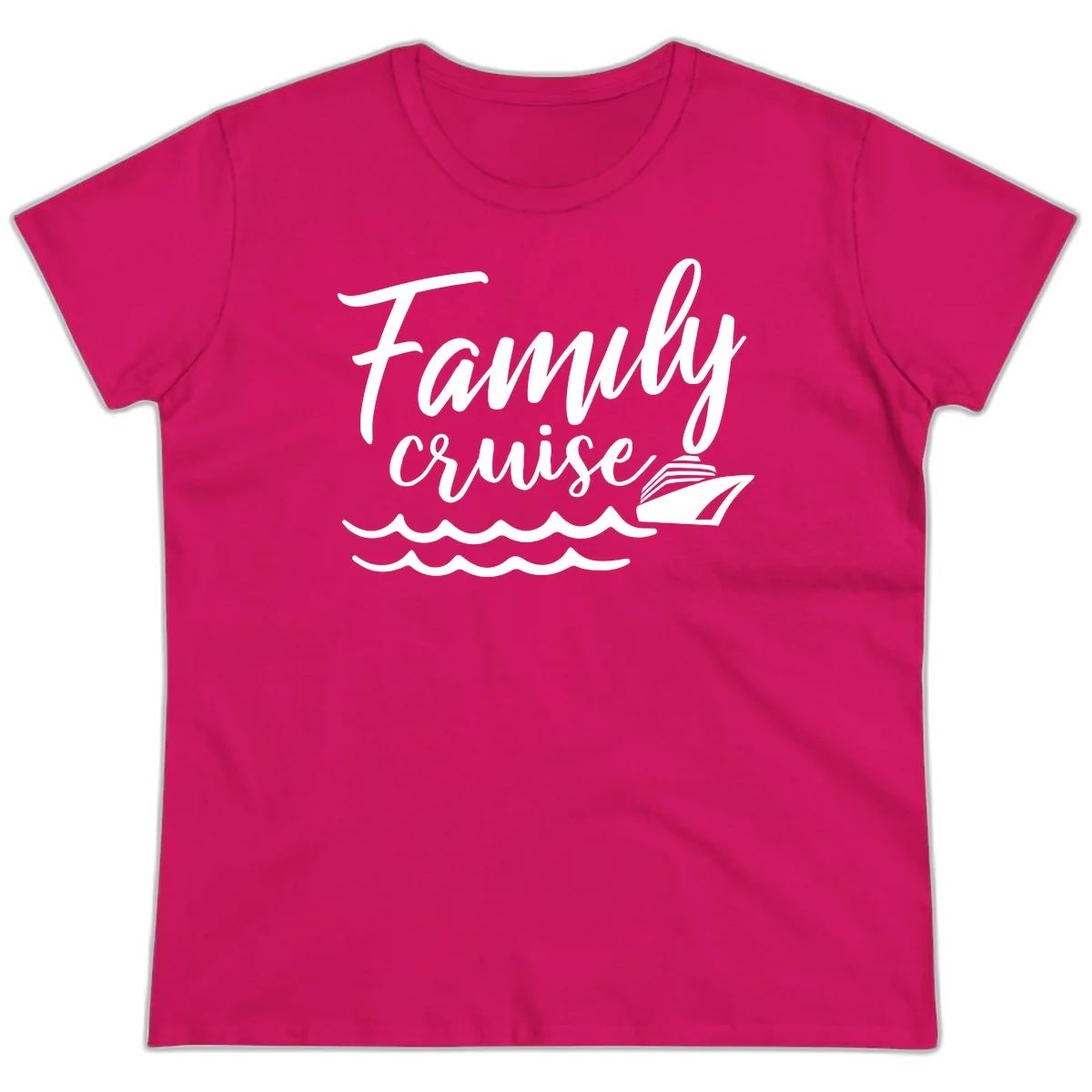 Family Cruise Adventure Ladies Tee in Heliconia