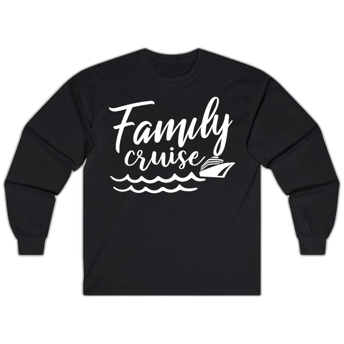 Family Cruise Adventure Long Sleeve Shirt in Black