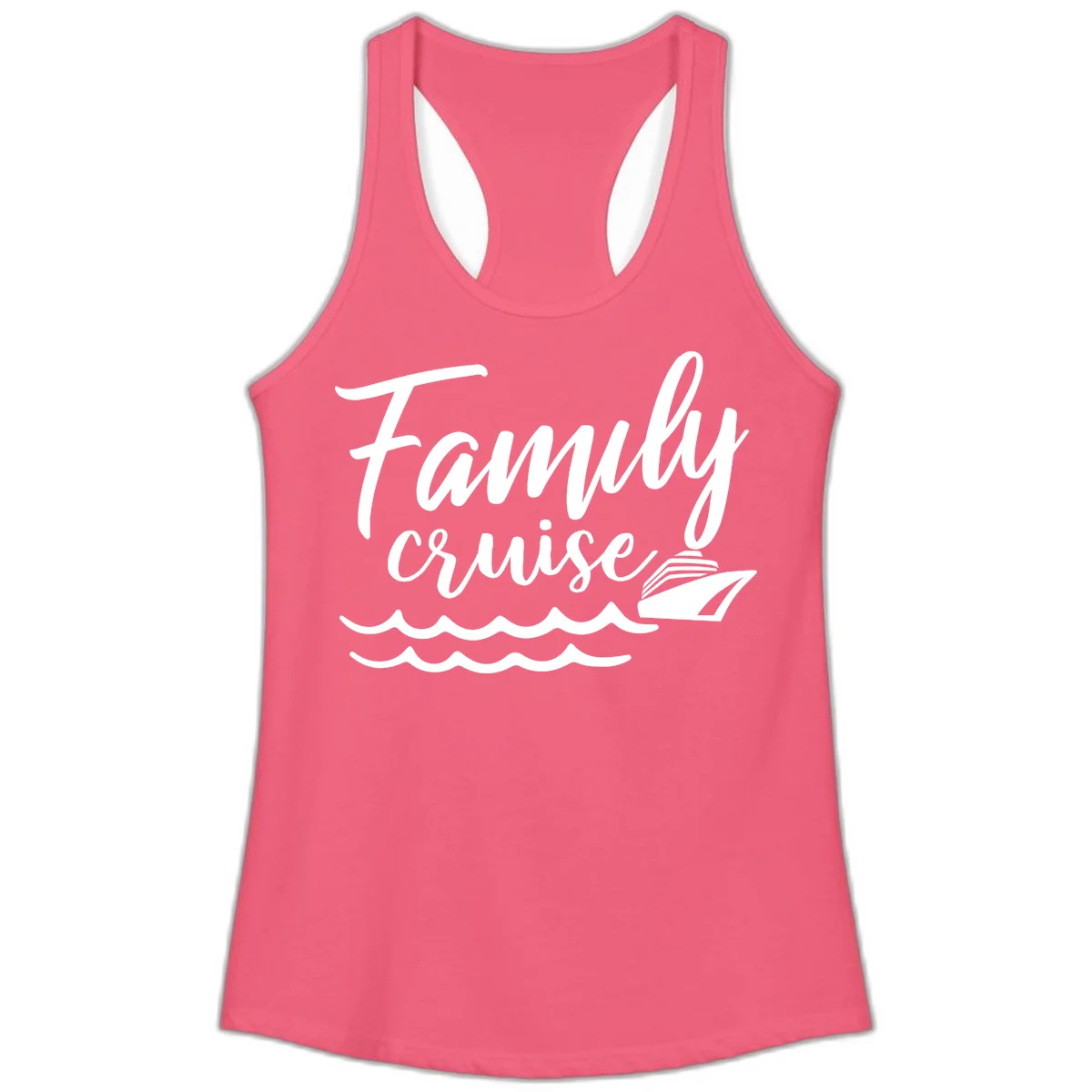Family Cruise Adventure Ladies Tank Top in Hot Pink