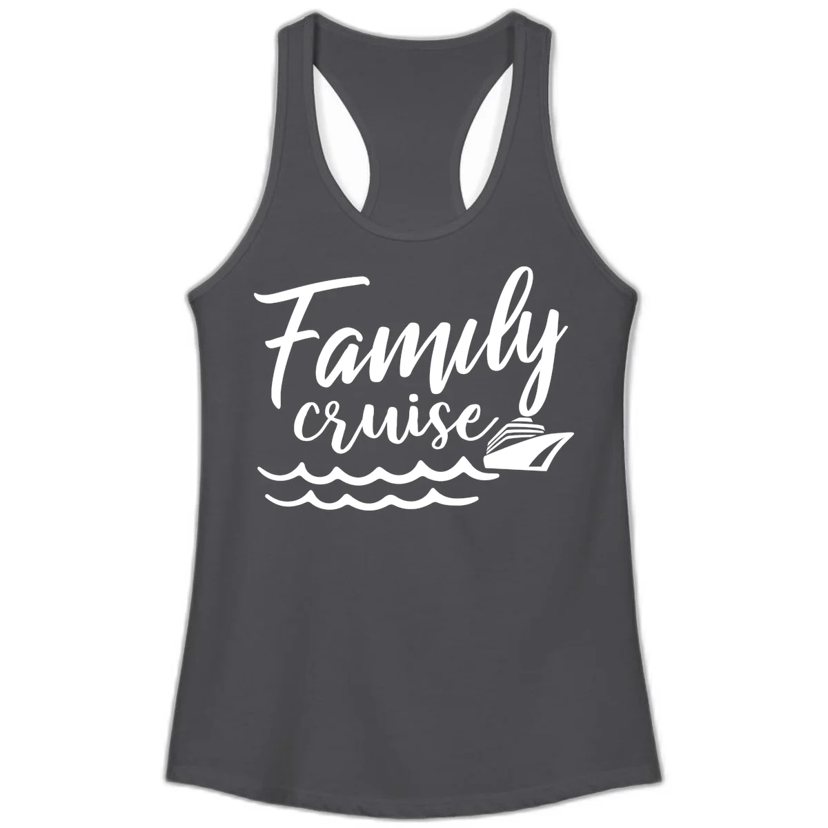 Family Cruise Adventure Ladies Tank Top in Solid Dark Gray