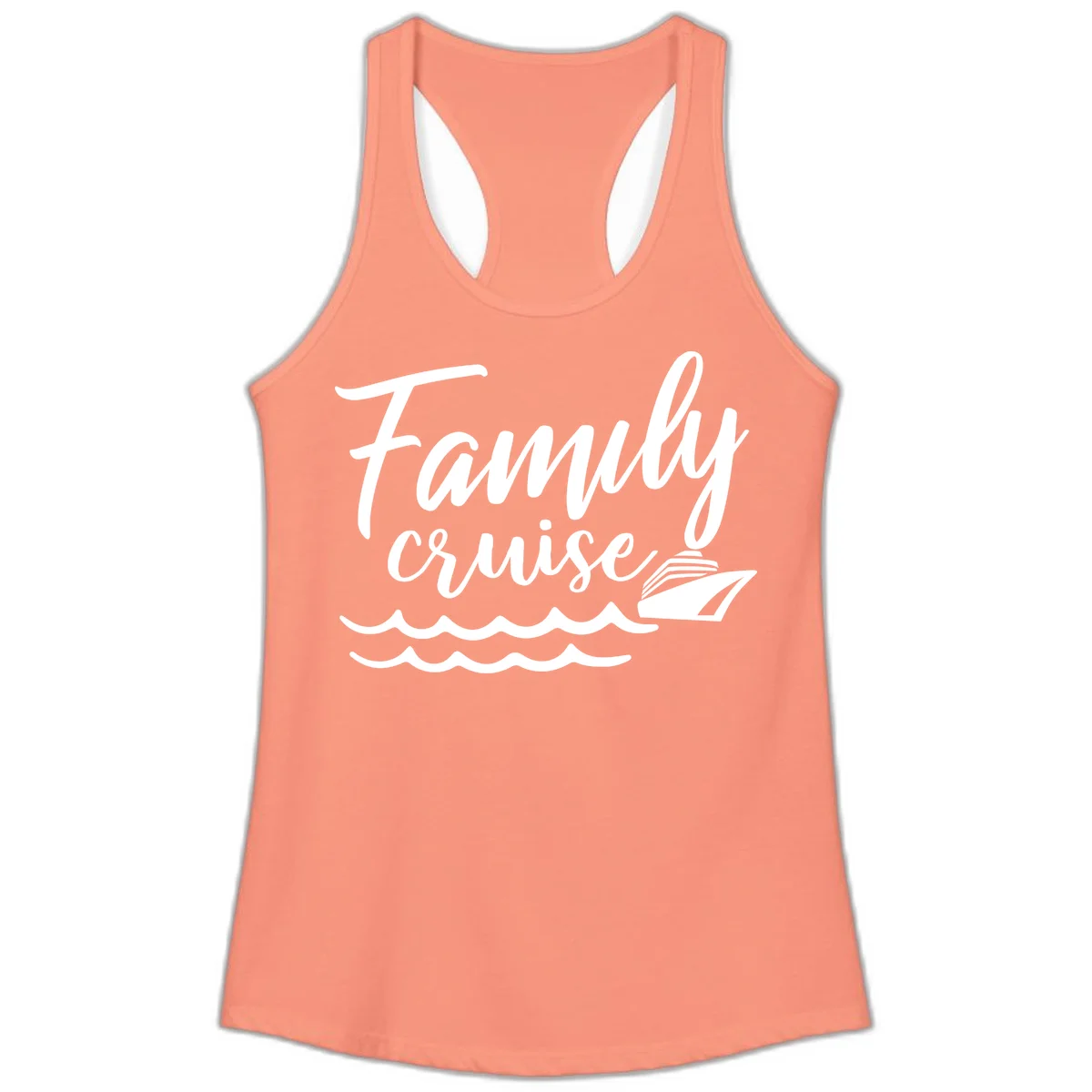 Family Cruise Adventure Ladies Tank Top in Solid Light Orange