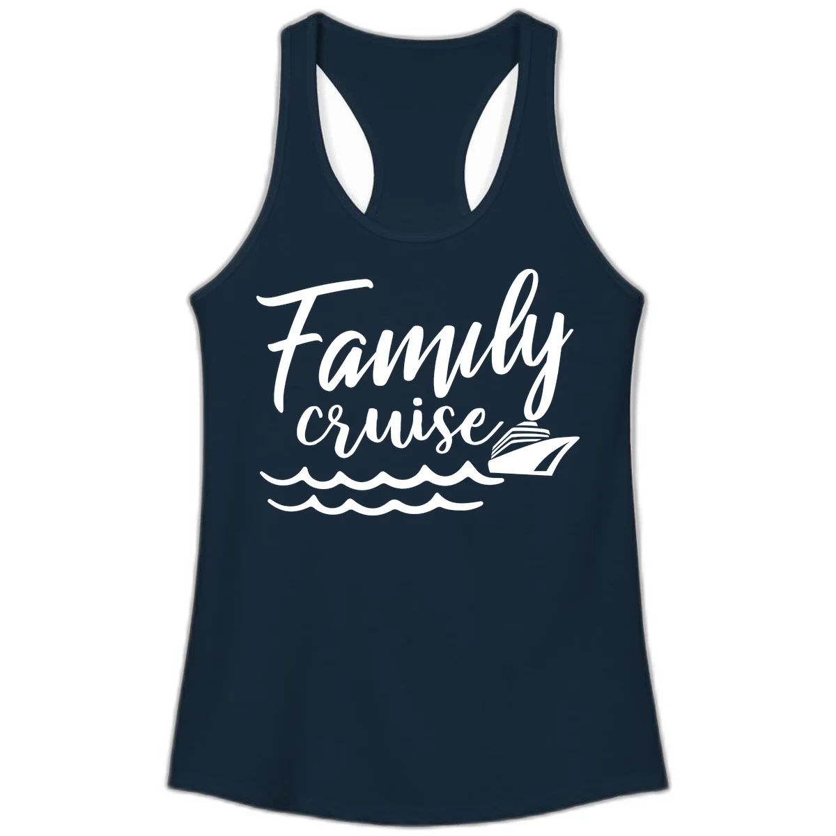 Family Cruise Adventure Ladies Tank Top in Solid Midnight Navy