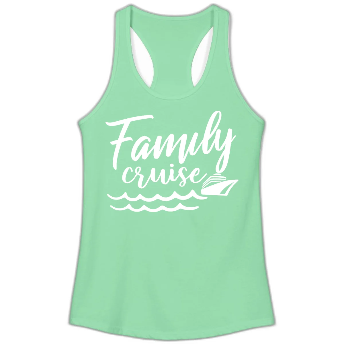 Family Cruise Adventure Ladies Tank Top in Solid Mint