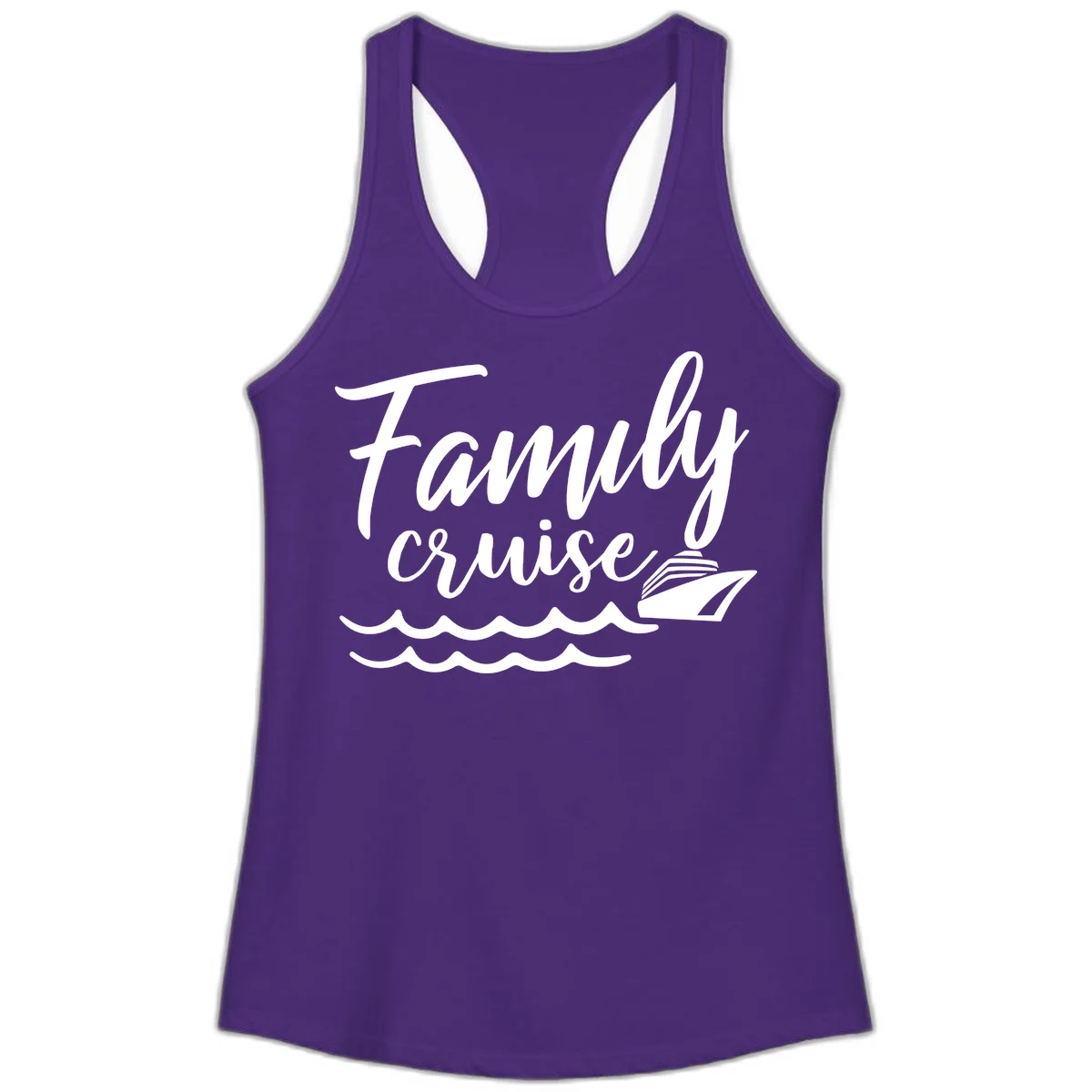Family Cruise Adventure Ladies Tank Top in Solid Purple Rush