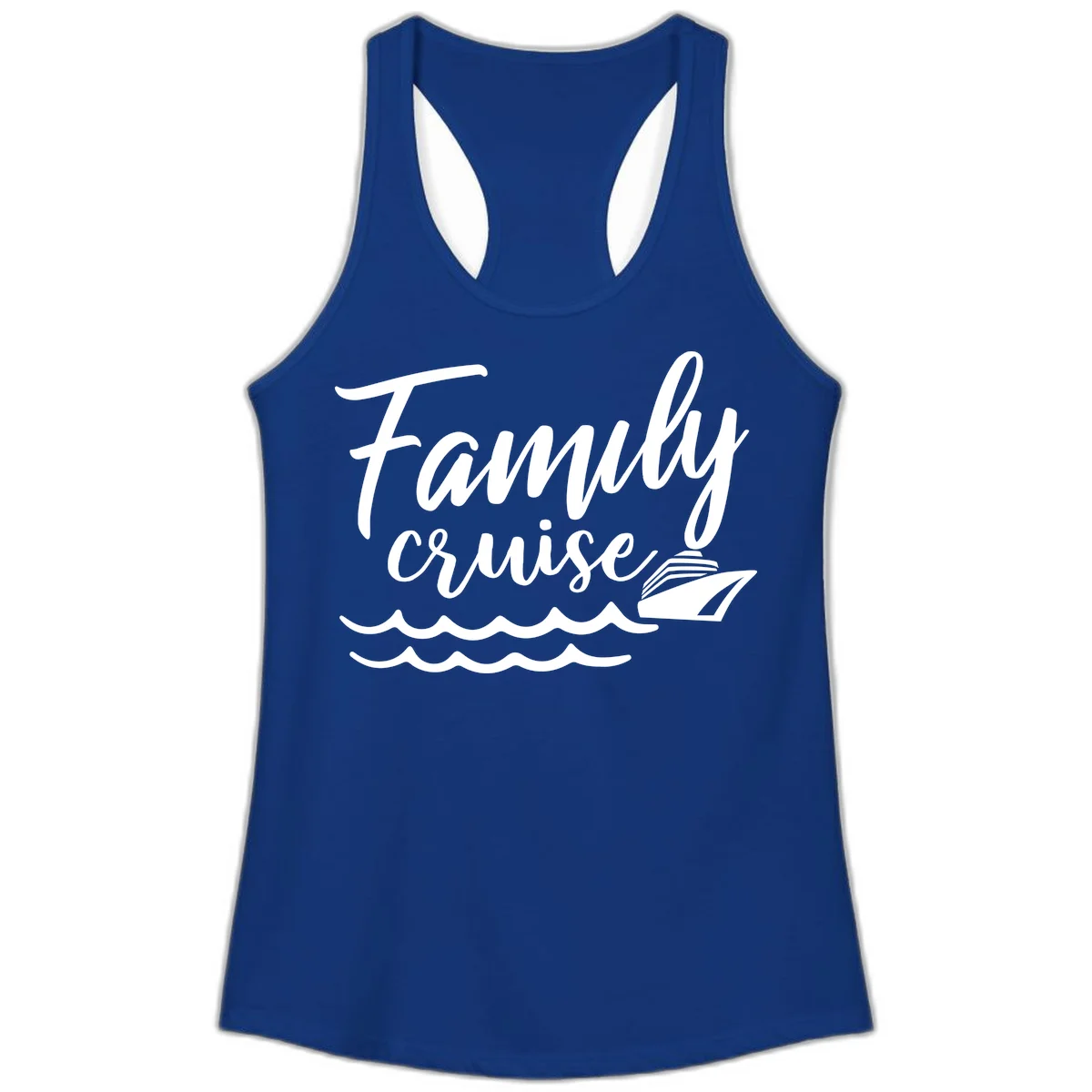 Family Cruise Adventure Ladies Tank Top in Solid Royal