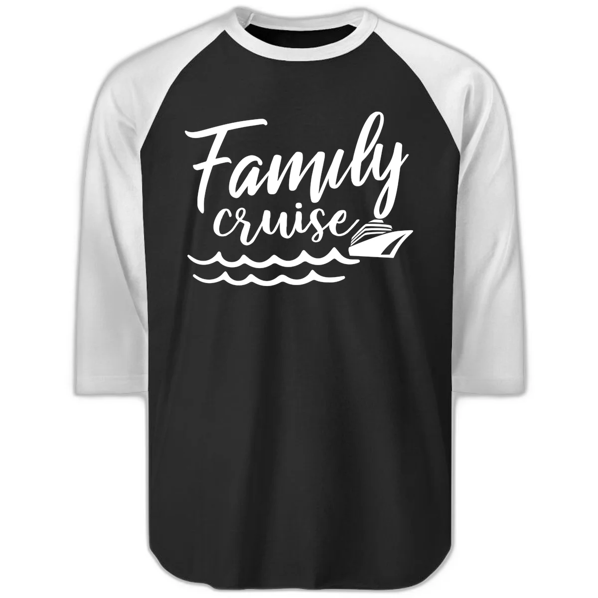 Family Cruise Adventure Raglan 3/4 Sleeve in Black White