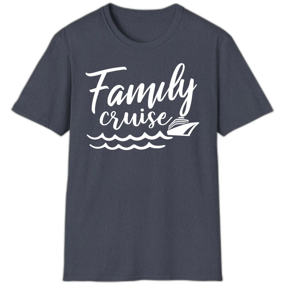 Family Cruise Adventure Vacation T-Shirt in Heather Navy