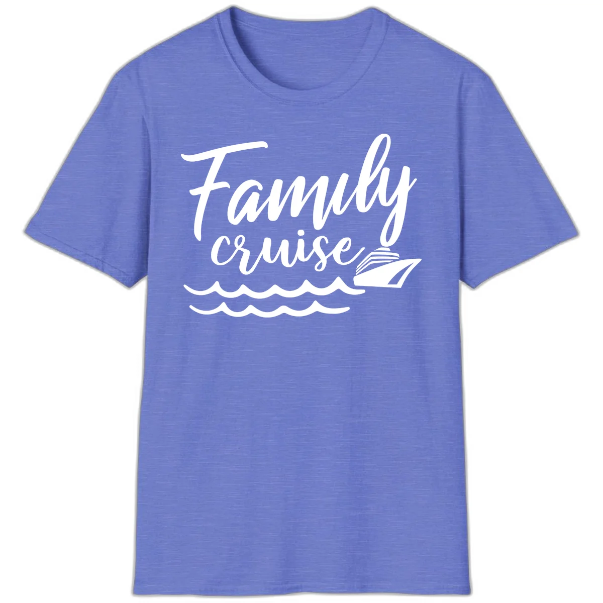 Family Cruise Adventure Vacation T-Shirt in Heather Royal